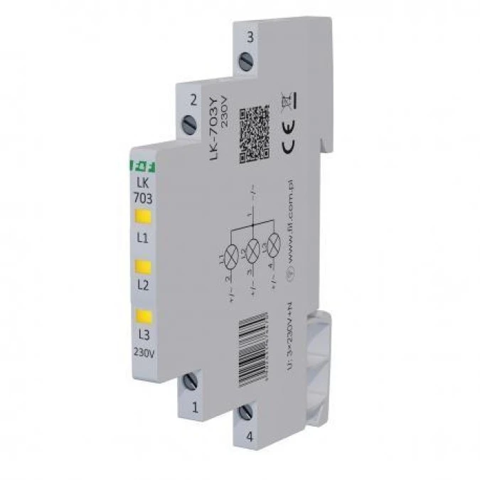 Lampka modułowa 3‑fazowa żółta LED Slim 1/2 modułu 230V LK‑703Y - obrazek 1