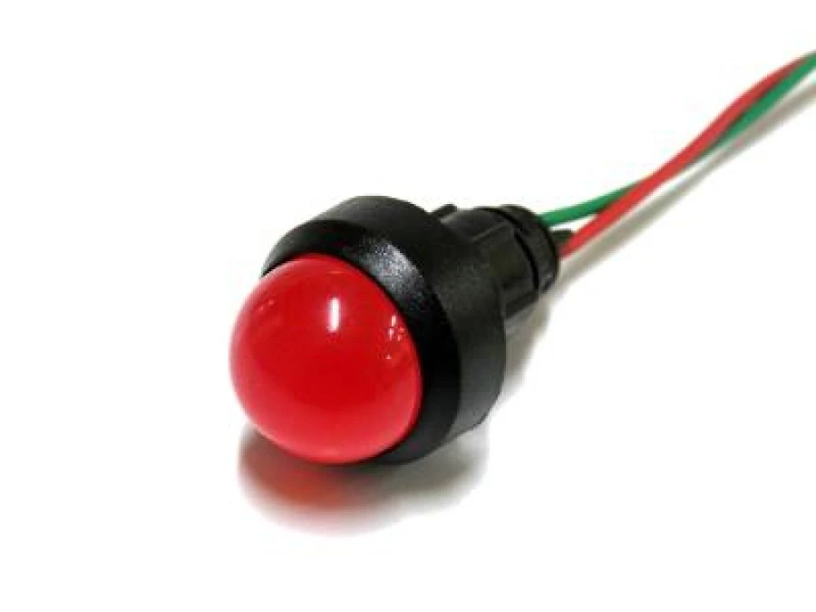 Lampka LED czerwona 12‑24V AC/DC (klosz 20mm) - obrazek 1