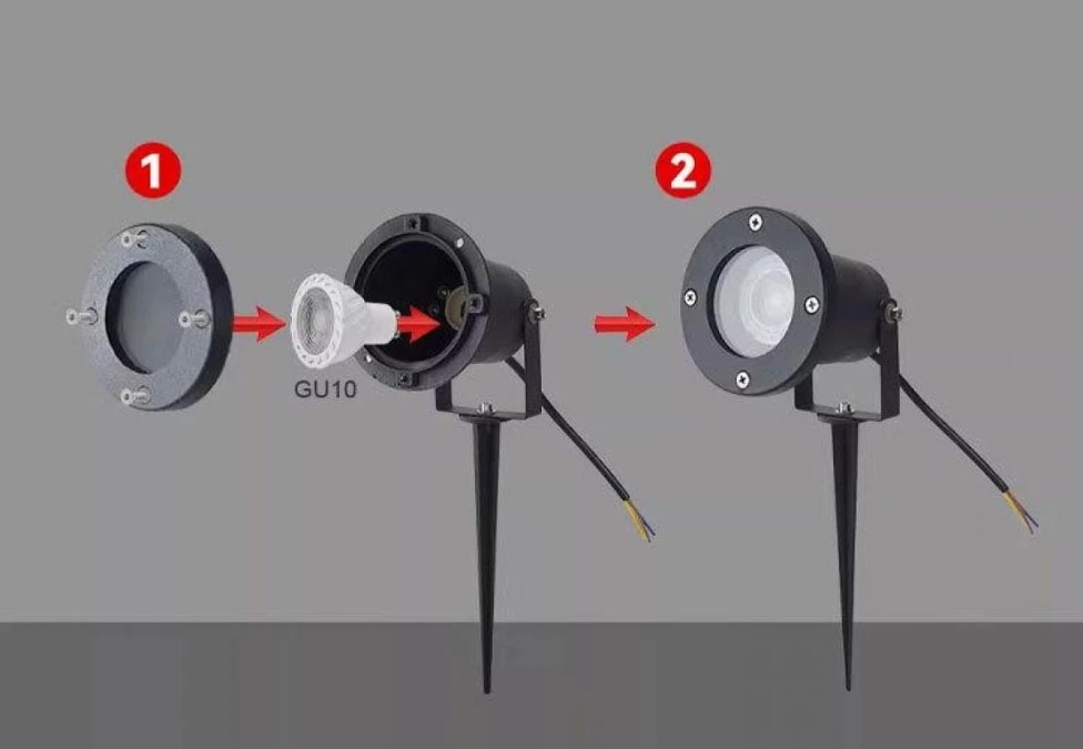 Lampa wbijana ogrodowa reflektor BUSHIO GU10 kolor czarny MK MEGAKABEL - obrazek 2