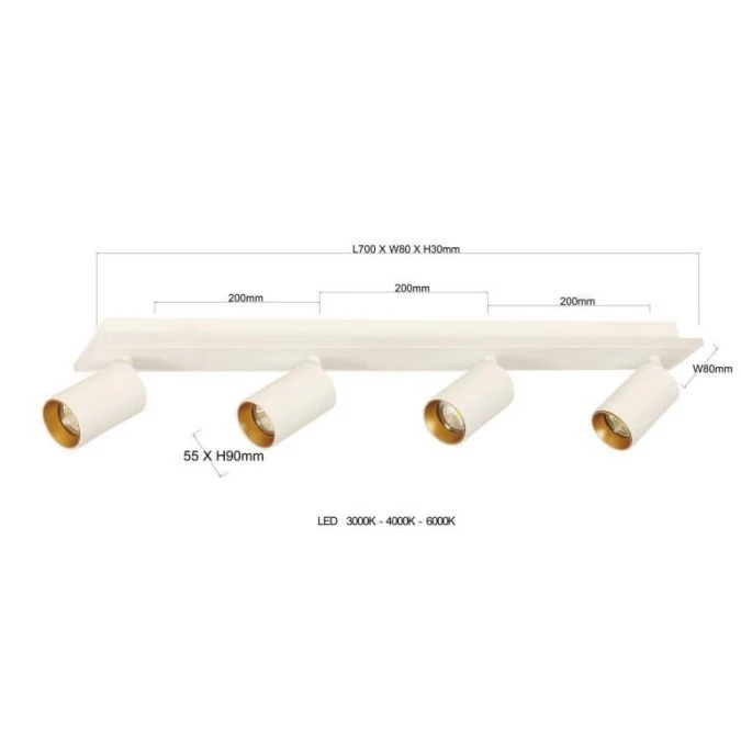 Lampa sufitowa Parma 4xGU10 + 1xLED biała LP‑0612/4C WH Light Prestige - obrazek 2