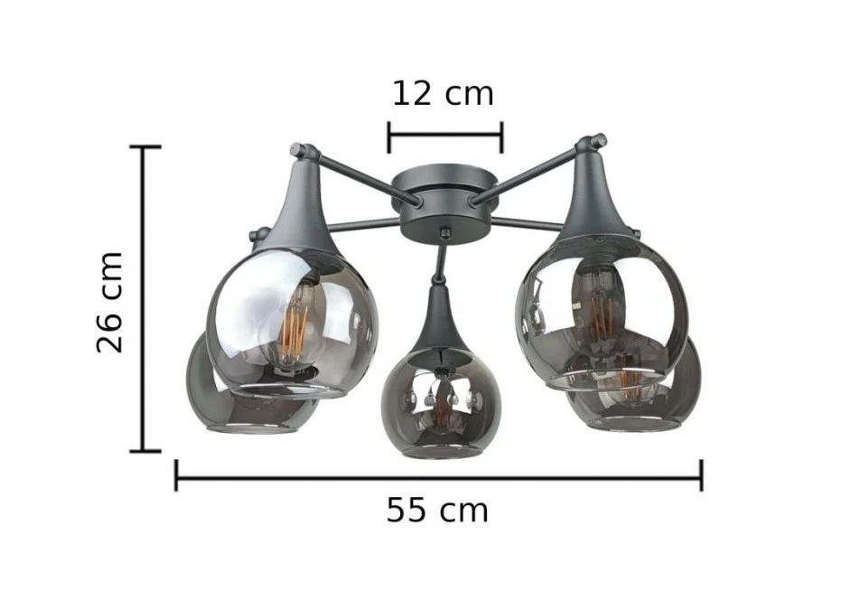 Lampa sufitowa 5xE27 STAR SMOKY BLACK - obrazek 3