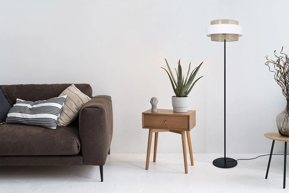 Lampa stojąca CEZAR z abażurem w stylu boho Ø40cm, biało beżowym, 164 cm na E27 K‑5275 Kaja Lighting - obrazek 3