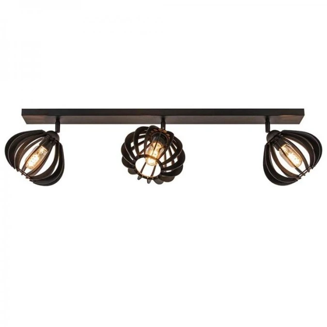 Lampa sufitowa drewno 3xE27 NORA BLACK - obrazek 1