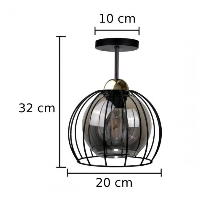 Lampa sufitowa nowoczesna loftowa 1xE27 SOLO BLACK/GOLD - obrazek 3