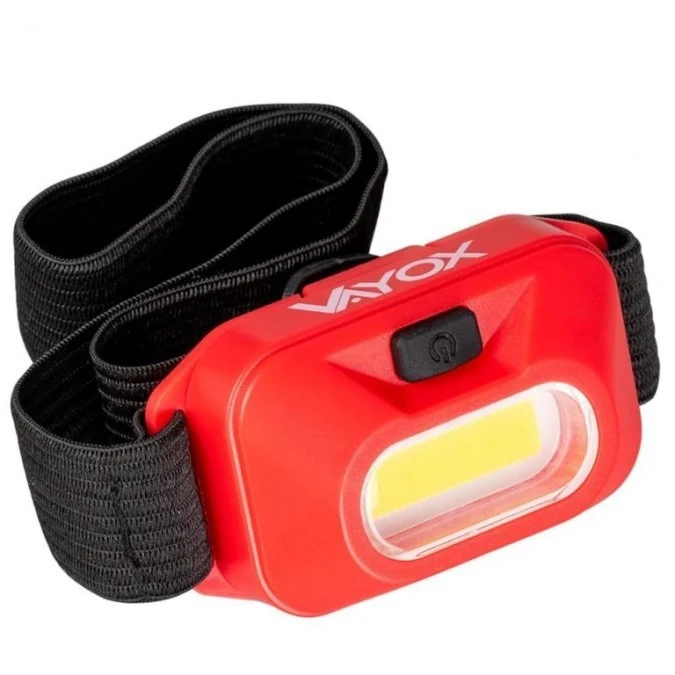 Latarka czołowa bateryjna czerwona COB 150lm VA0118 Vayox - obrazek 1
