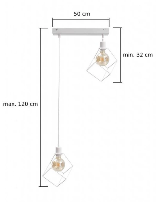 Lampa wisząca loftowa 2xE27 RUBEN WHITE - obrazek 2