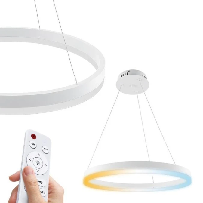 Lampa wisząca LED, 35W, 2450lm, 3CCT, IP20, biała, z pilotem, ściemnialna, HARVEY HOROZ - obrazek 1