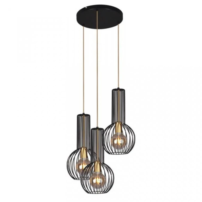 Lampa wisząca ARVI BLACK, druciane klosze na E27, czarno‑ złota K‑4522 Kaja Lighting - obrazek 1