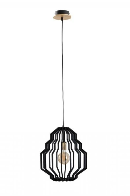 Lampa wisząca nowoczesna drewno czarna 1xE27 ZOEY - obrazek 1