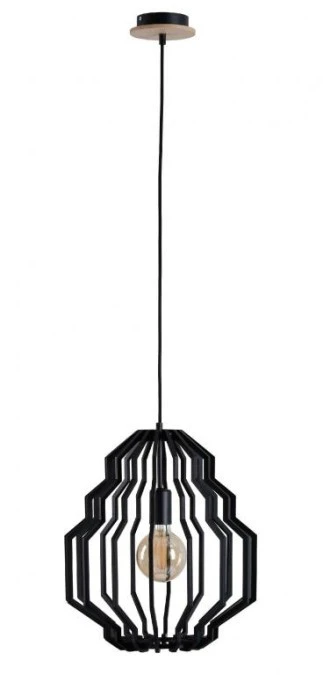 Lampa wisząca nowoczesna drewno 1xE27 RUFO BLACK - obrazek 1