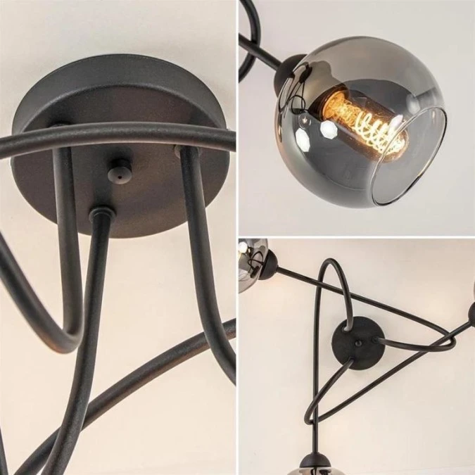 Lampa sufitowa czarna nowoczesna RING E27 max.60W - obrazek 3