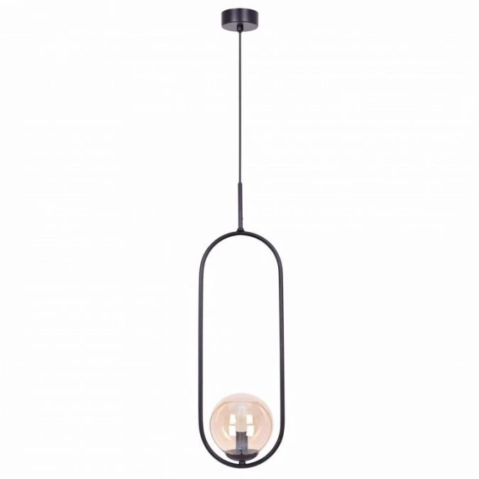 Lampa wisząca czarna VENTA z szklanym bursztynowym kloszem na E14 K‑5120 Kaja Lighting