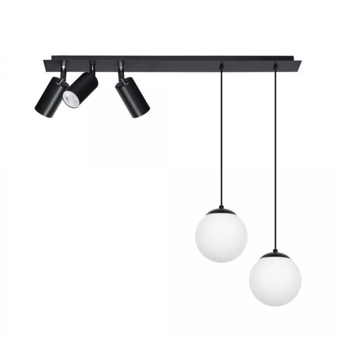 Lampa sufitowa ALBIO na rozecie reflektory na GU10 i zwisy z klasycznymi kloszami na E27 K‑4138 Kaja Lighting - obrazek 1