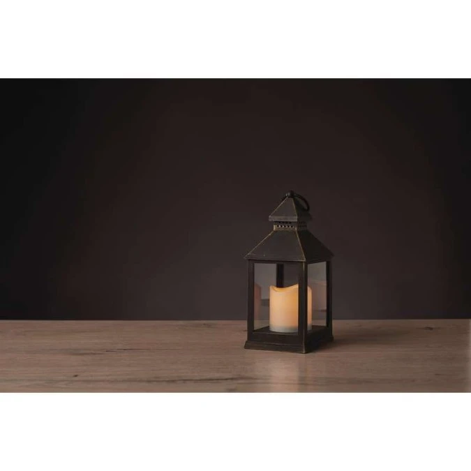 Lampion LED świeczka 24cm 3xAAA, vintage, timer czarny DCLV02 - obrazek 2