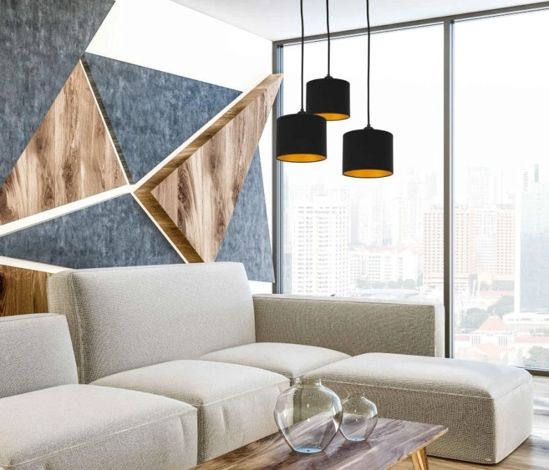 Lampa wisząca nowoczesna abażur 3x E27 FLOW BLACK - obrazek 2