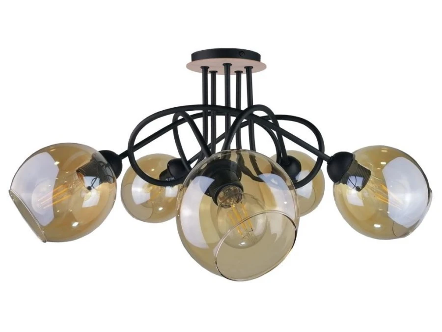 Lampa sufitowa nowoczesna 5xE27 VENUS WOOD - obrazek 1