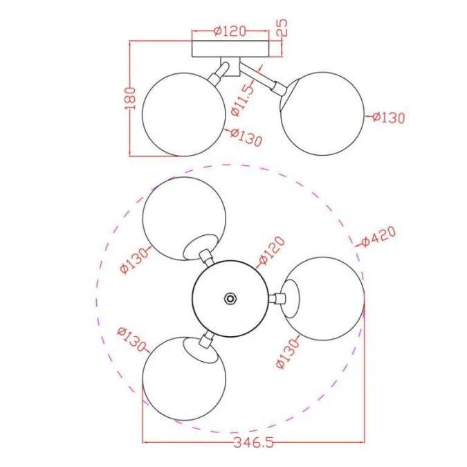 Lampa sufitowa DORADO 3 złota LP‑002/3C Light Prestige - obrazek 2