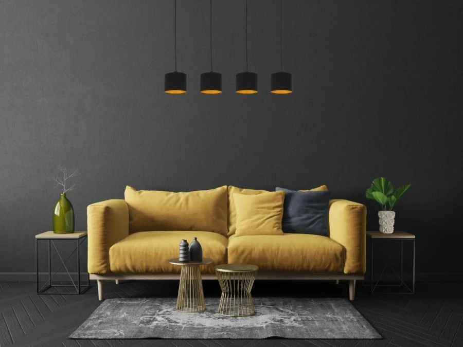 Lampa wisząca nowoczesna abażur 4xE27 FLOW BLACK - obrazek 2