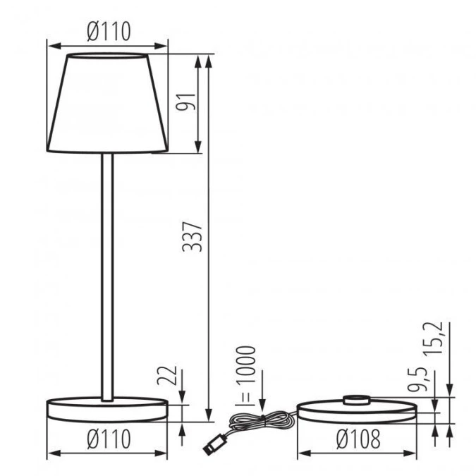 Lampa stołowa LED ACCU INITA LED CB B max 1,2W 165lm IP54 barwa ciepła 3000K DIM ściemniana czarny 36327 - obrazek 2