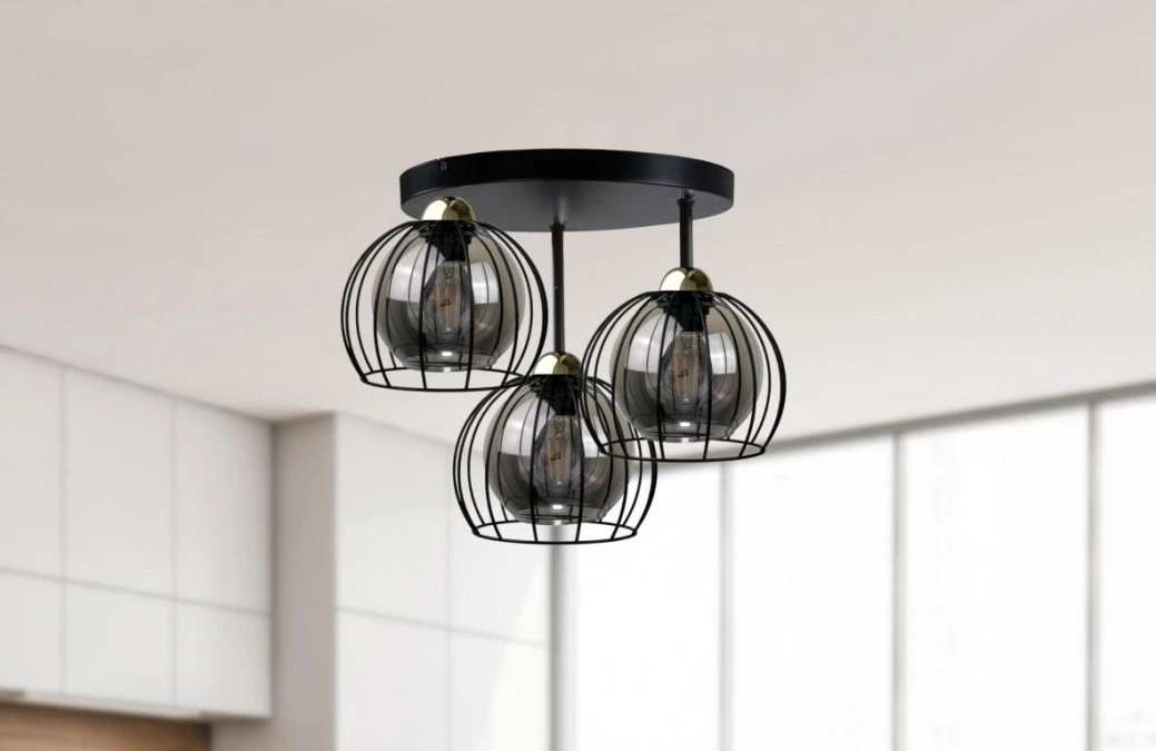 Lampa sufitowa loftowa nowoczesna 3xE27 SOLO BLACK/GOLD - obrazek 2