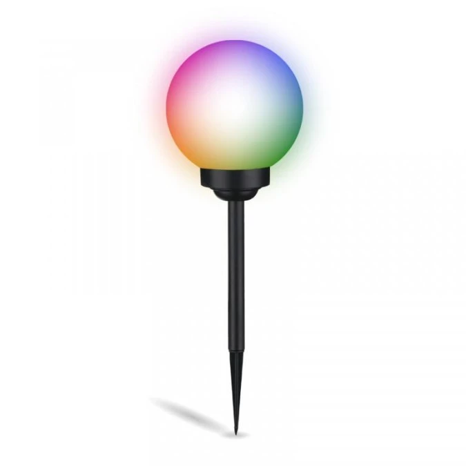 Lampa Solarna Ogrodowa LED ATRIS Wbijana Naziemna Biała Kula 15cm RGB LUMILED - obrazek 3