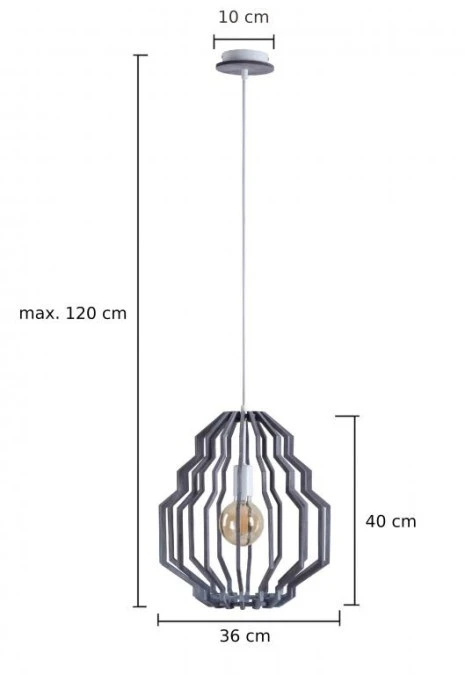 Lampa wisząca nowoczesna drewno 1xE27 RUFO GREY - obrazek 3