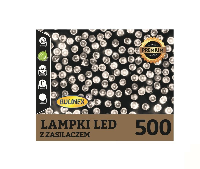Lampki choinkowe zewnętrzny 500l lampki led 12,48m dekoracji + 3m przewodu zasil. biały 13‑452