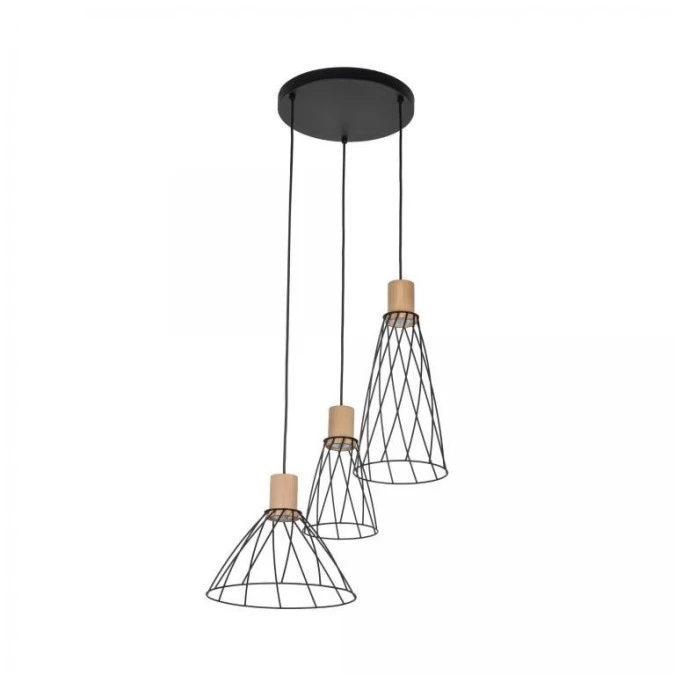 Lampa wisząca potrójna MODESTO WOOD SOSNA na okrągłej rozecie 10188 TK Lighting - obrazek 2