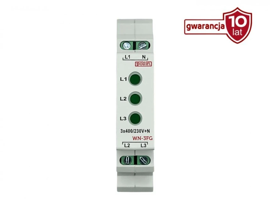 Lampka modułowa 3‑fazowa zielona 10‑250V AC WN‑3FG - obrazek 1