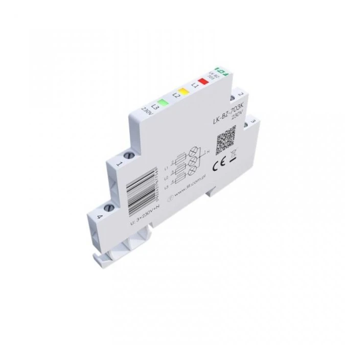 Lampka modułowa 3‑fazowa z zabezpieczeniem czerwony/żółty/zielony 1/3S LED 230V LK‑BZ‑703K - obrazek 3