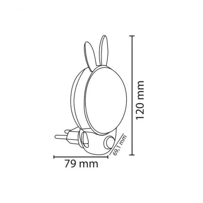 Lampka wtykowa królik, 1W, 30lm, IP20, 2CCT, BUNNY (kolor losowy: różowy/niebieski/zielony/czerwony) HOROZ - obrazek 3