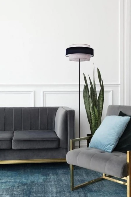 Lampa stojąca ETELA w stylowych czarno‑szarych kolorach z abażurem, żarówka E27 K‑5175 Kaja Lighting - obrazek 3