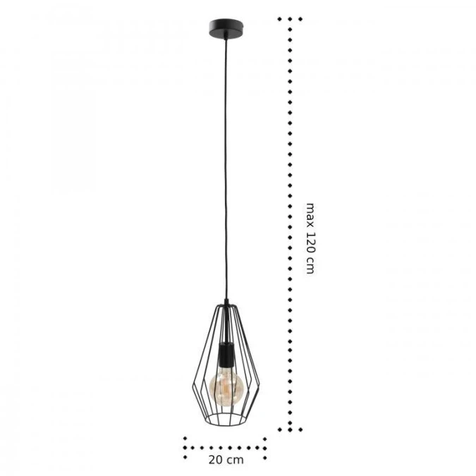 Lampa wisząca loftowa 1xE27 LEX BLACK - obrazek 2