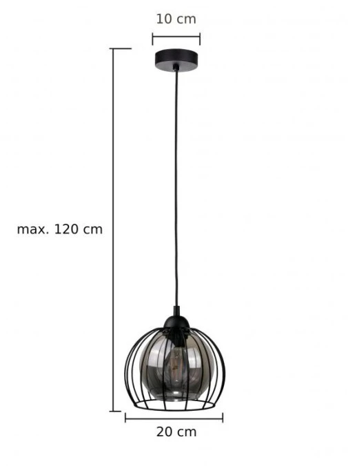 Lampa wisząca loftowa nowoczesna 1xE27 SOLO BLACK - obrazek 3