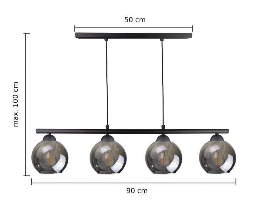 Lampa wisząca nowoczesna 4xE27 MINOR BLACK LONG - obrazek 3
