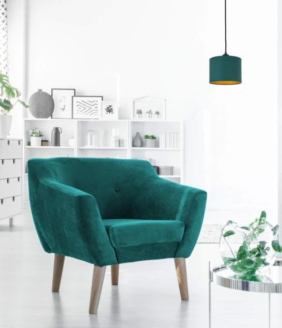 Lampa wisząca nowoczesna abażur 1xE27 FLOW GREEN - obrazek 2