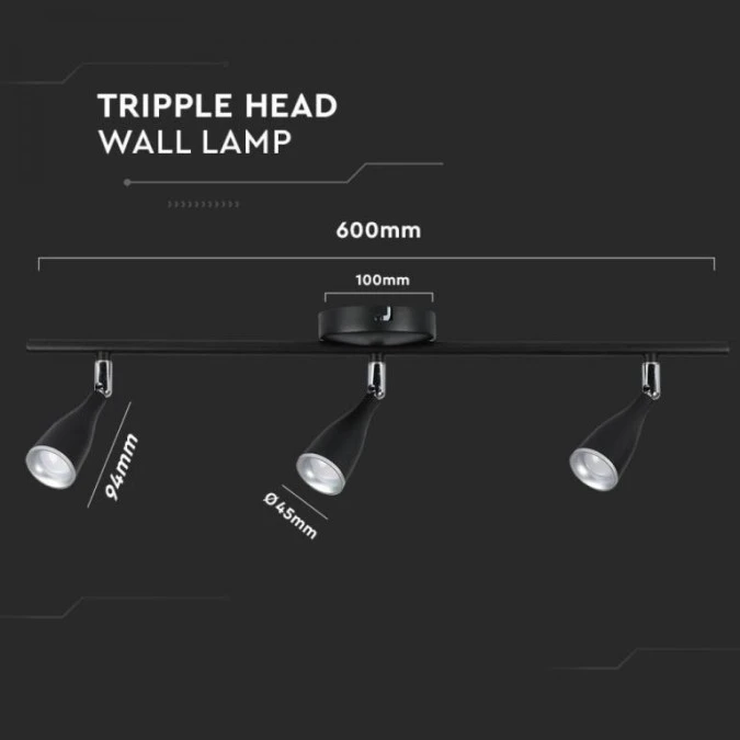 Lampa Ścienna LED 13.5W W 1260lm 4000K IP20 Czarny 218273 - obrazek 2