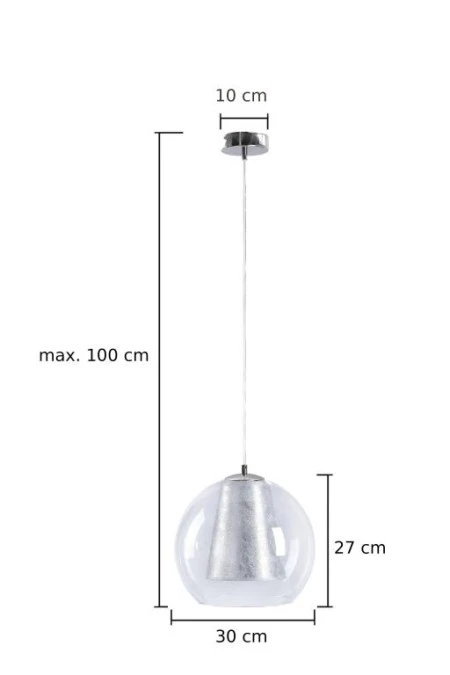 Lampa wisząca nowoczesna z abażurem 1xE27 KULA SILVER - obrazek 3