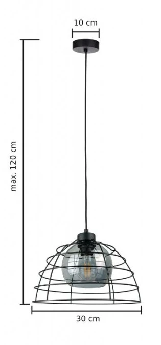 Lampa wisząca loftowa nowoczesna1xE27 IDAGO NEW BLACK - obrazek 3