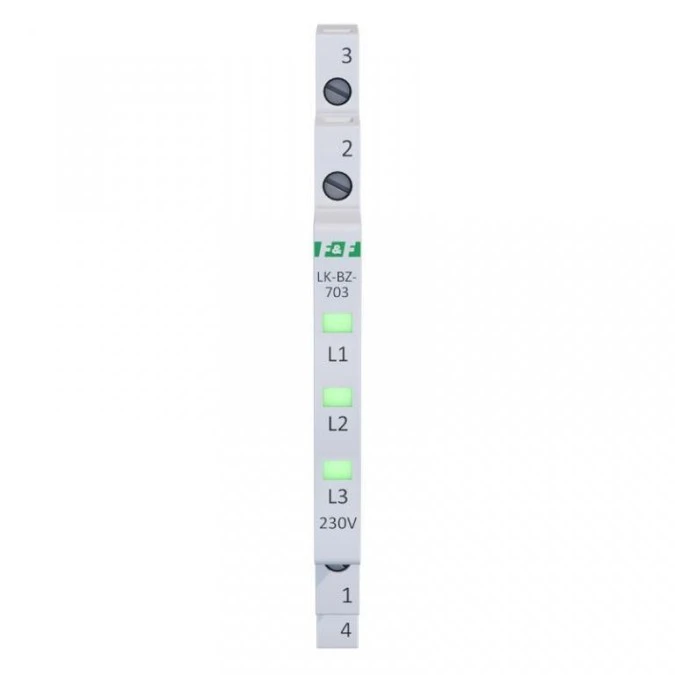 Lampka modułowa 3‑fazowa z zabezpieczeniem zielona 1/3S LED 230V LK‑BZ‑703G - obrazek 2