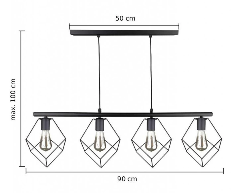 Lampa wisząca nowoczesna 4xE27 ARNICA BLACK LONG - obrazek 3
