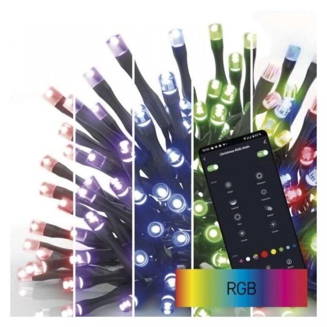 Lampki choinkowe GoSmart 120LED 12m, RGB, czarny przewód, 64 programów, IP44, Wi‑Fi D4ZR02 - obrazek 3