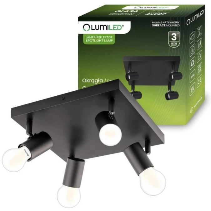 Lampa Sufitowa Plafon SPOT TUBA Reflektor Oprawa Halogenowa 4x E27 GLASA LUMILED - obrazek 2