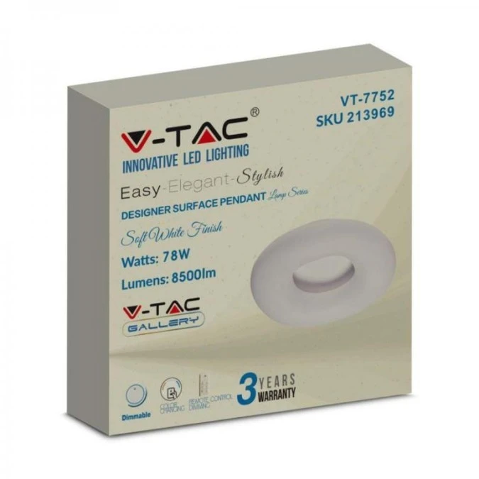 Lampa Wisząca LED 78W 8500lm Biała Ściemniana Okrągła 213969 - obrazek 2