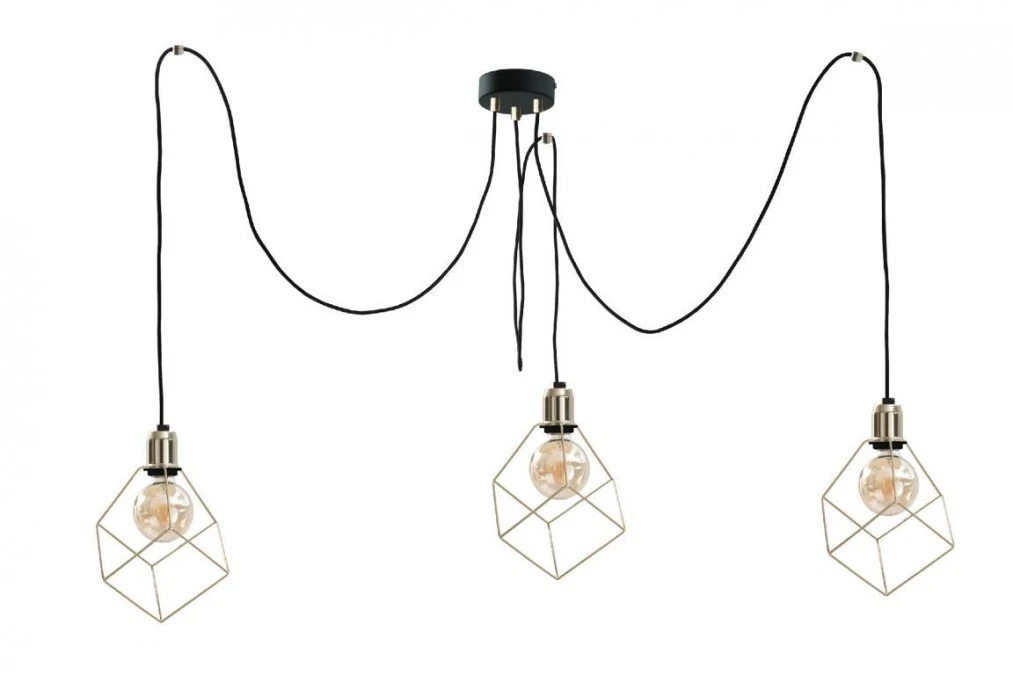 Lampa wisząca loftowa 3 xE27 TAHO GOLD - obrazek 1