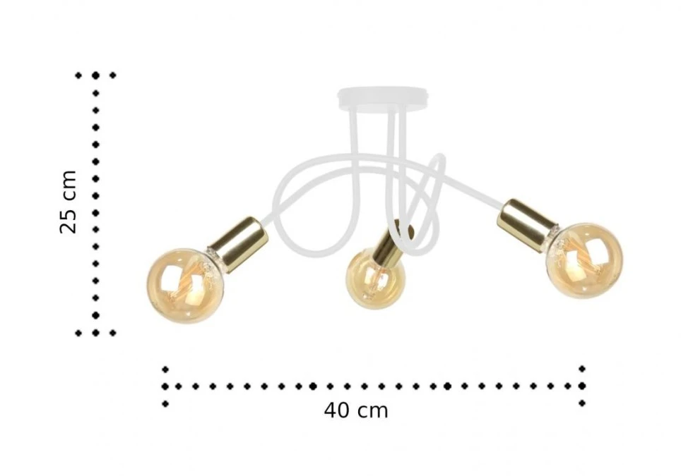 Lampa sufitowa nowoczesna 3xE27 RUMBA WHITE/GOLD - obrazek 2