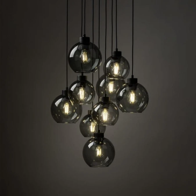Lampa wisząca CUBUS grafit, okrągła rozeta z dziewięcioma szklanymi kloszami 10208 TK Lighting - obrazek 2