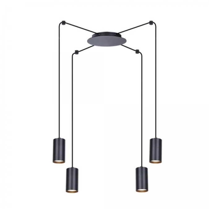 Lampa wisząca PUERTO, cztery ramiona pająka, czarna na E27 K‑4897 Kaja Lighting - obrazek 1