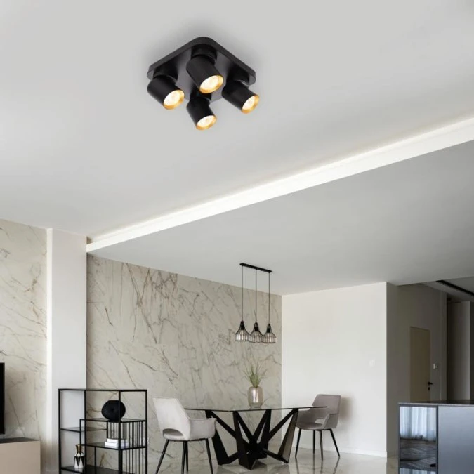 Lampa sufitowa Andy 4xGU10 Kwadrat Czarny + Złoty ML9941 Milagro - obrazek 3