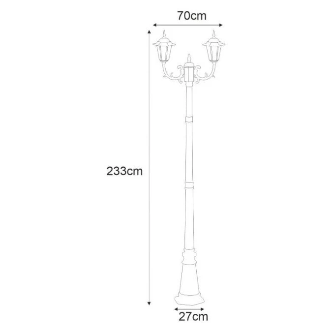 Lampa stojąca zewnętrzna latarnia STANDARD 233cm na E27 IP44 w stylu retro K‑7064A2/2 CZARNY Kaja Lighting - obrazek 2